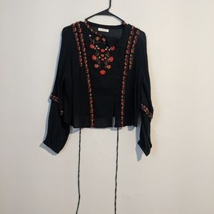 Doên Graceland Black Floral tie top size small